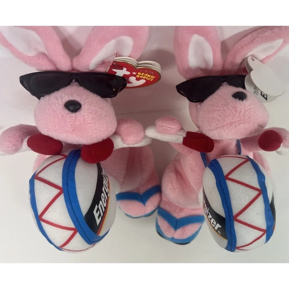 2 Energizer Bunnies‎ TY Beanie Babies Exclusive New So Cute! Pink